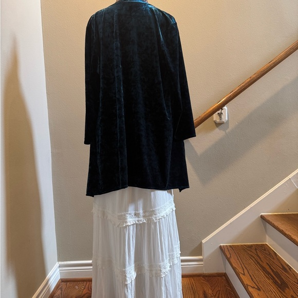 Velvet Embroidered Duster/Kimono in Teal - Picture 3 of 5